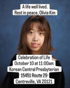 Olivia Kim Obituary, Cause of Death – Centreville Community Honors Her Life at Celebration of Life Service
